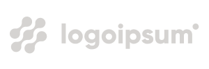 Gray abstract logo with five connected dots to the left of the text "logoipsum" on a light background.
