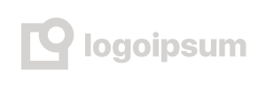 Gray "logoipsum" text with a simple geometric icon to the left, featuring a circular shape and a rectangle, on a light background.