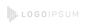 Gray stylized vertical bars form a logo to the left of the text "LOGO IPSUM" on a light gray background.