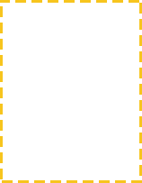 A rectangular white area with a border made of evenly spaced yellow rectangles, resembling a dashed line frame.